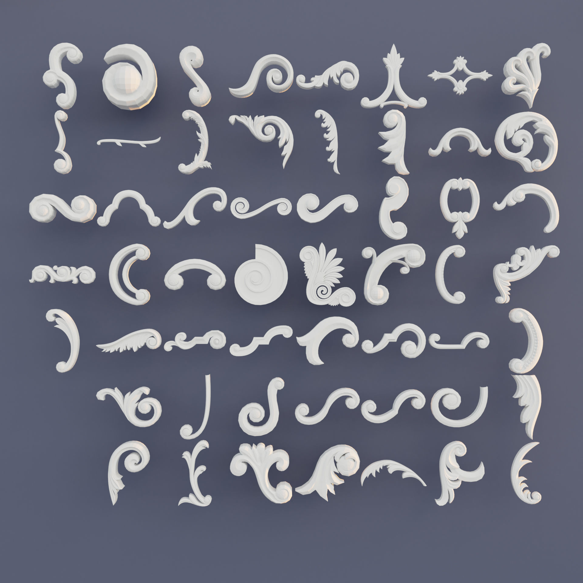 Ornament  Architectural Pack for interior and exterior Low-poly 3D model_5