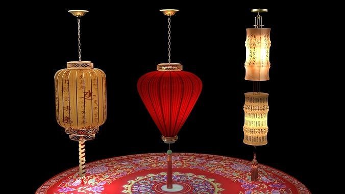 Chinese red lantern 3D model