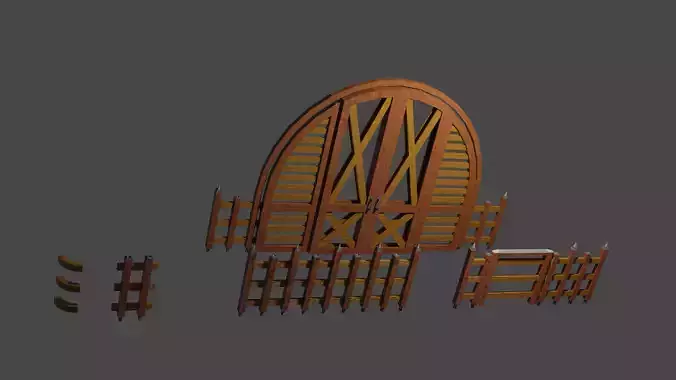 Fantasy woodenfence collection Free low-poly 3D model