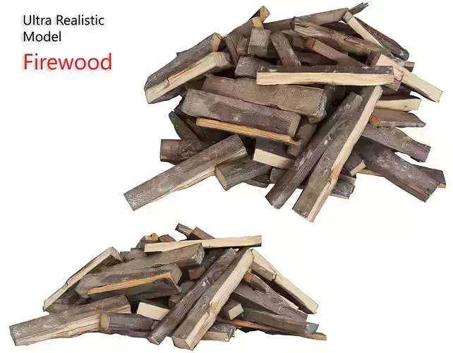 Ultra realistic Firewood Scan Low-poly 3D model