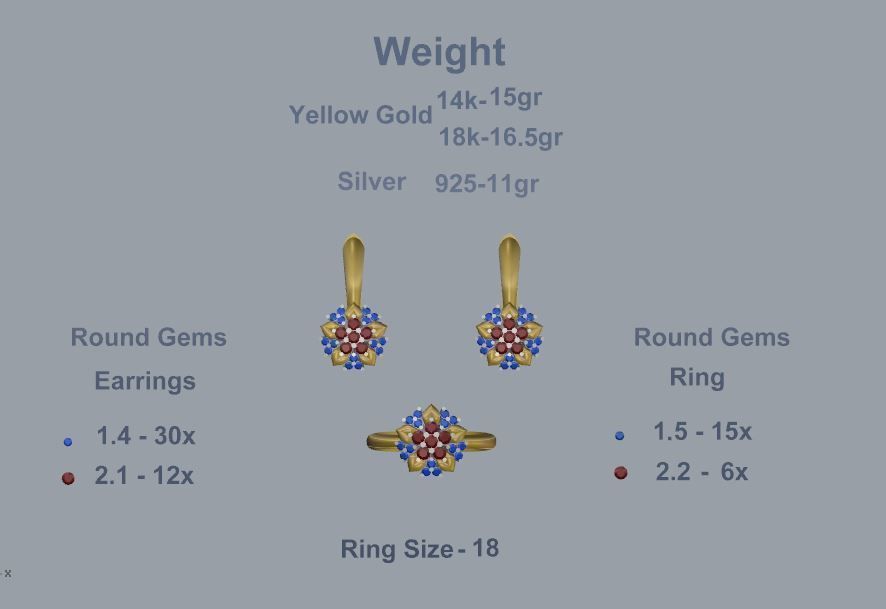 Ring and Earrings 140 3D print model_5