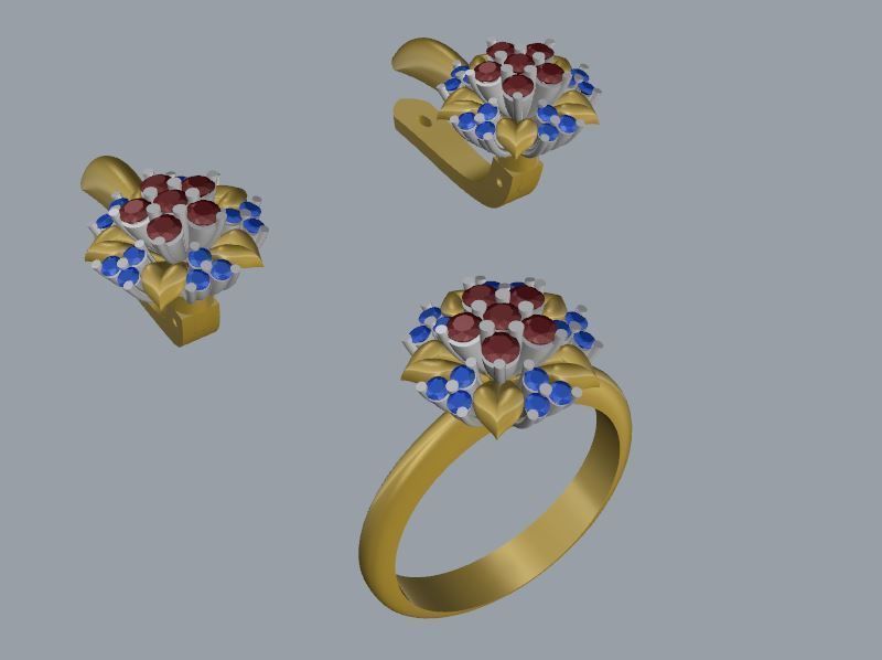 Ring and Earrings 140 3D print model_4