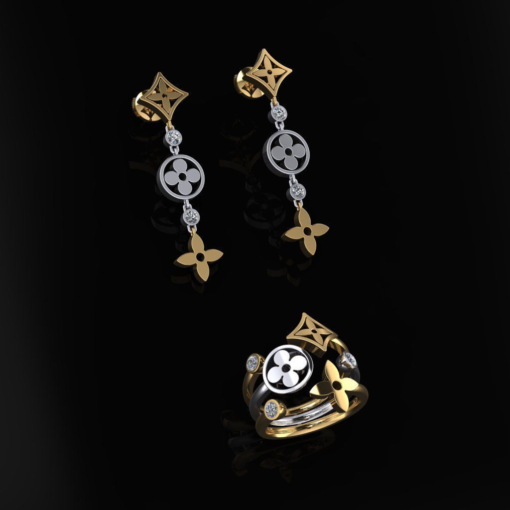 Ring and Earrings 141 3D print model_1