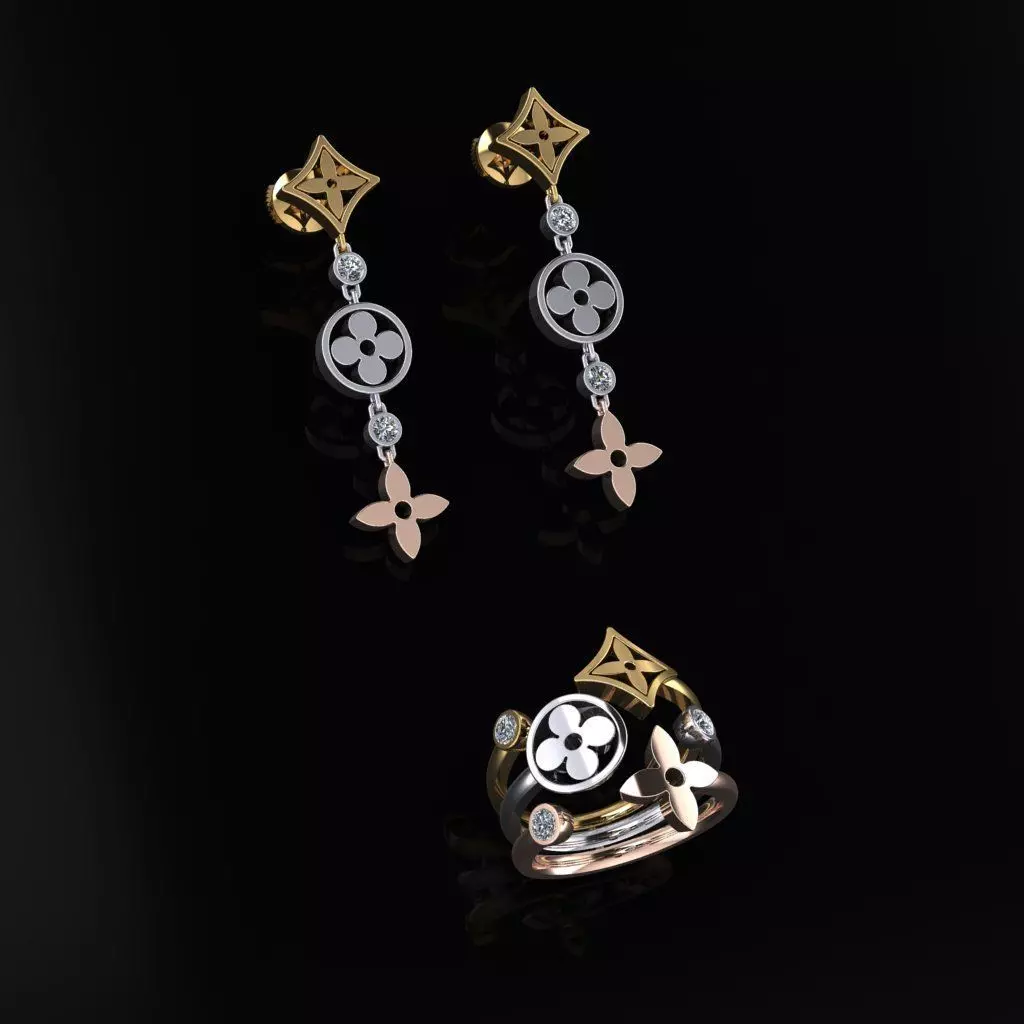 Ring and Earrings 141 3D print model_0