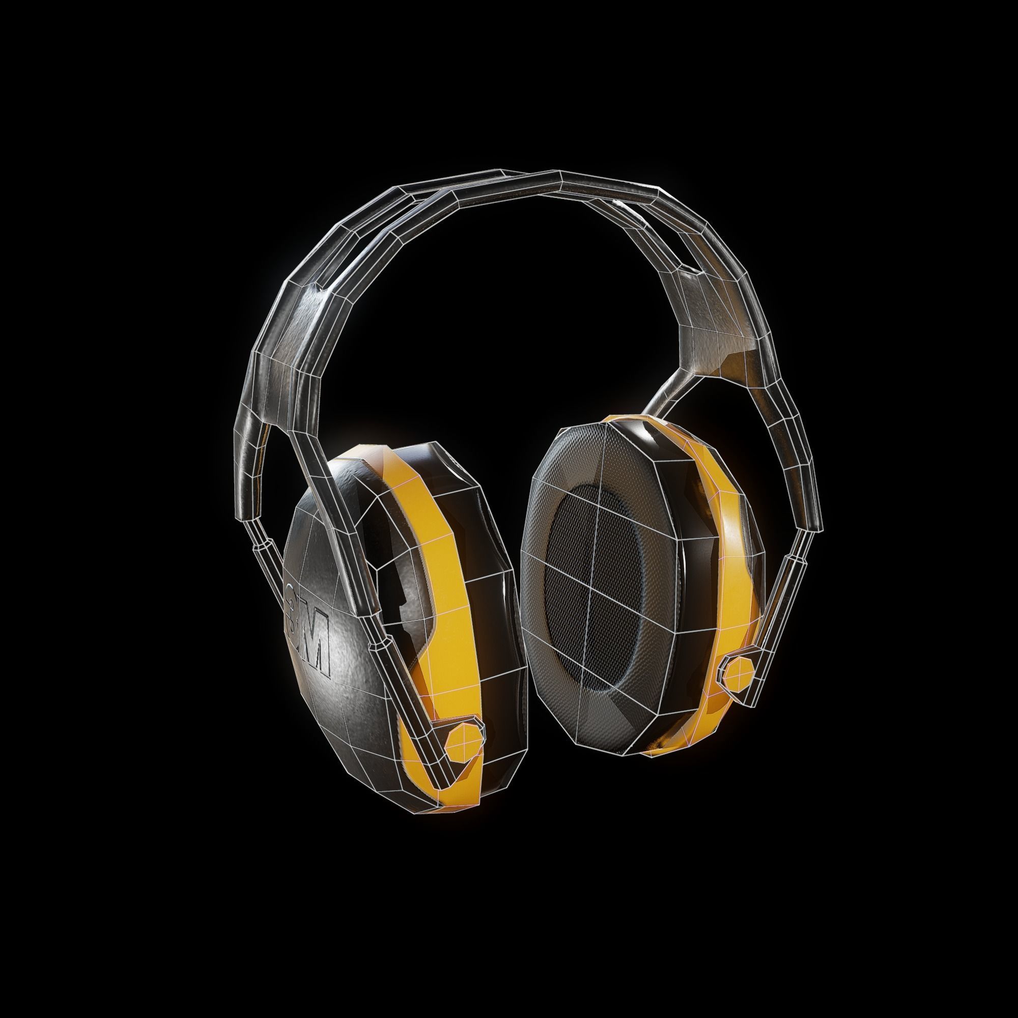 3M Peltor X-Series Ear Muffs Low-poly 3D model_3