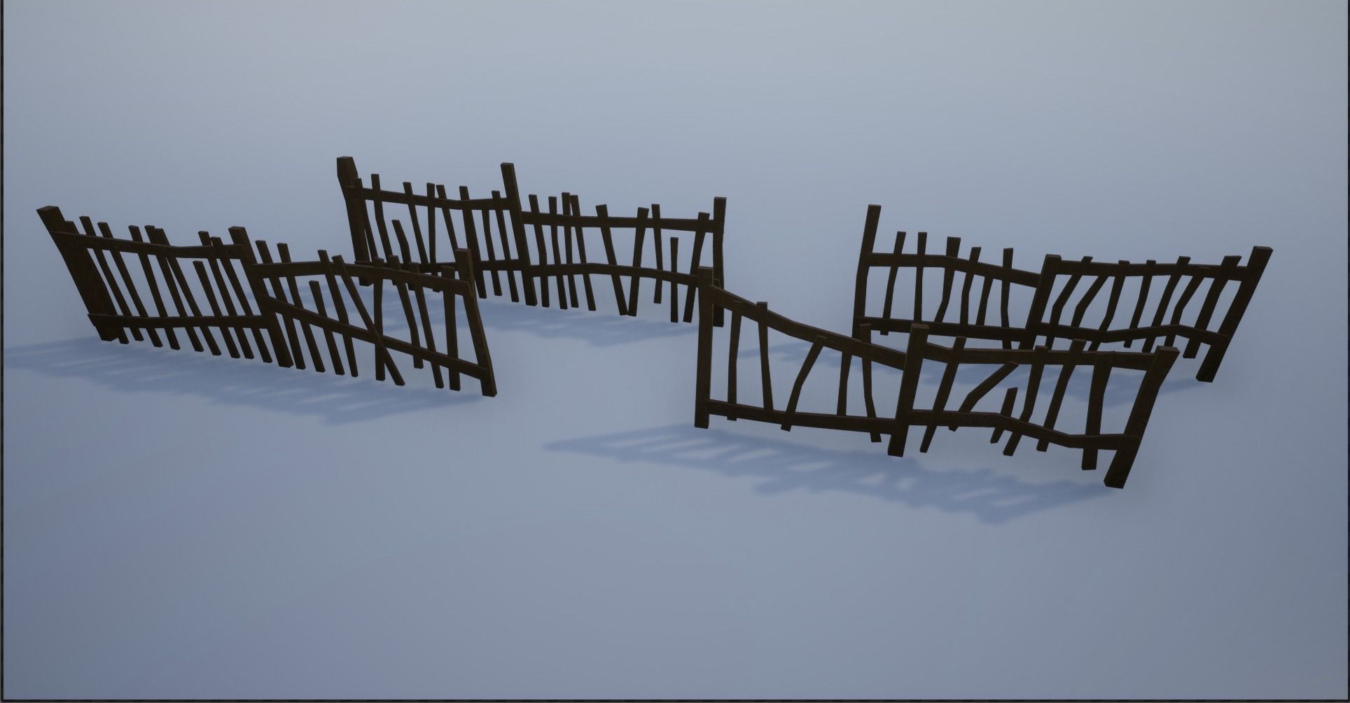 Modular and Block Wooden Village Fence Low-poly 3D model_11
