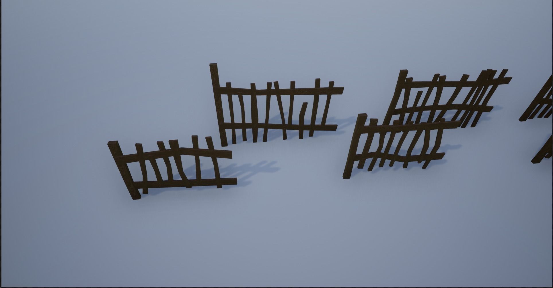Modular and Block Wooden Village Fence Low-poly 3D model_17