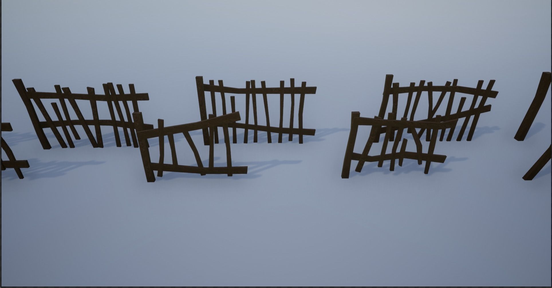 Modular and Block Wooden Village Fence Low-poly 3D model_19