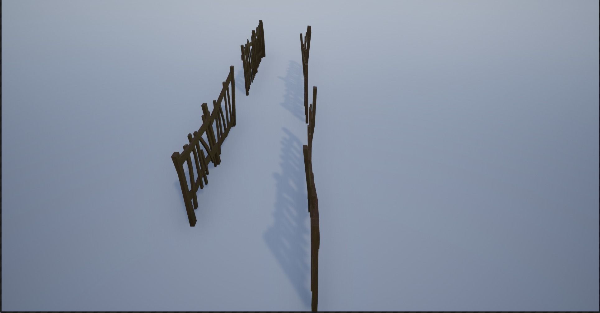 Modular and Block Wooden Village Fence Low-poly 3D model_9