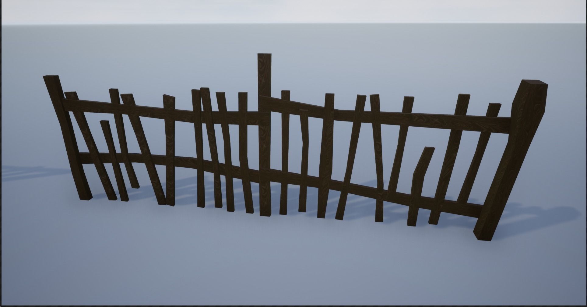 Modular and Block Wooden Village Fence Low-poly 3D model_6