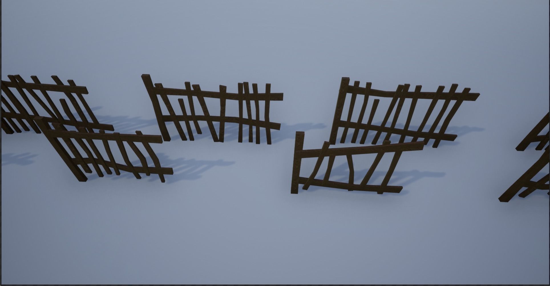 Modular and Block Wooden Village Fence Low-poly 3D model_16