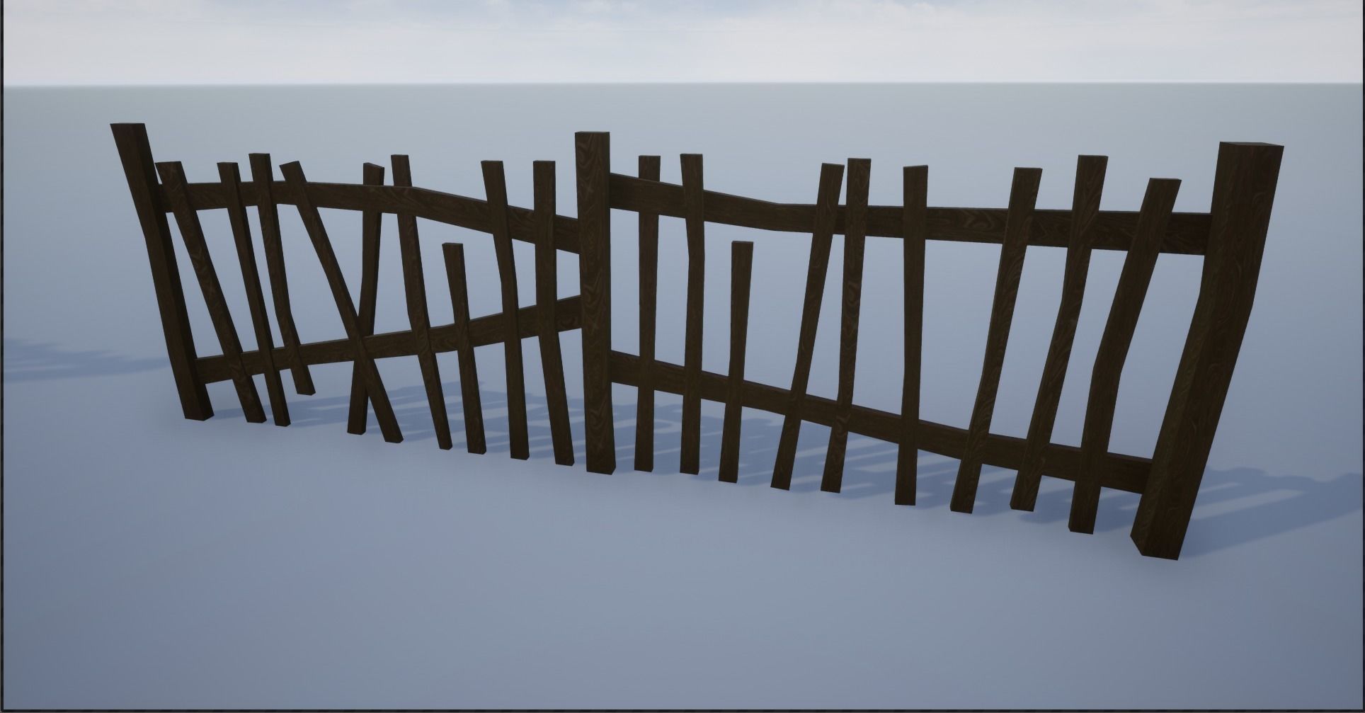 Modular and Block Wooden Village Fence Low-poly 3D model_5