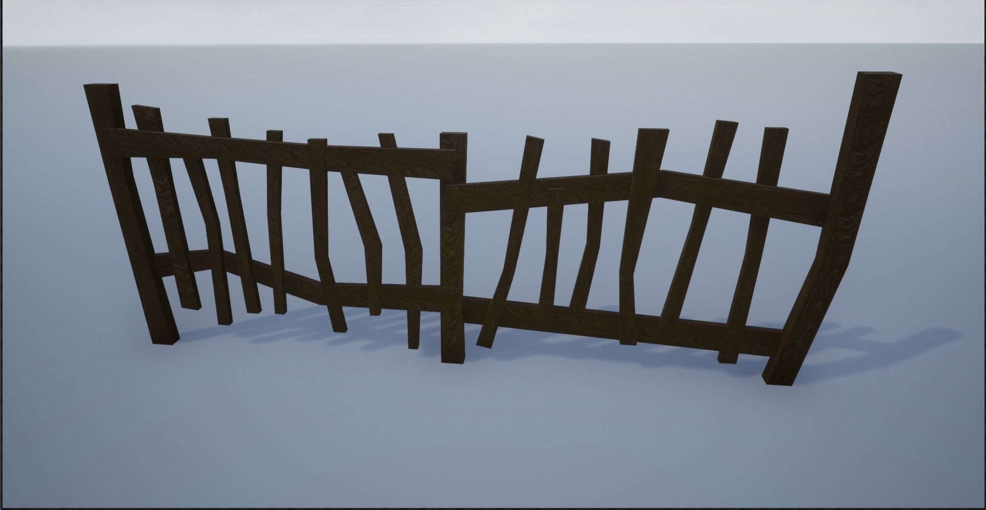 Modular and Block Wooden Village Fence Low-poly 3D model_8
