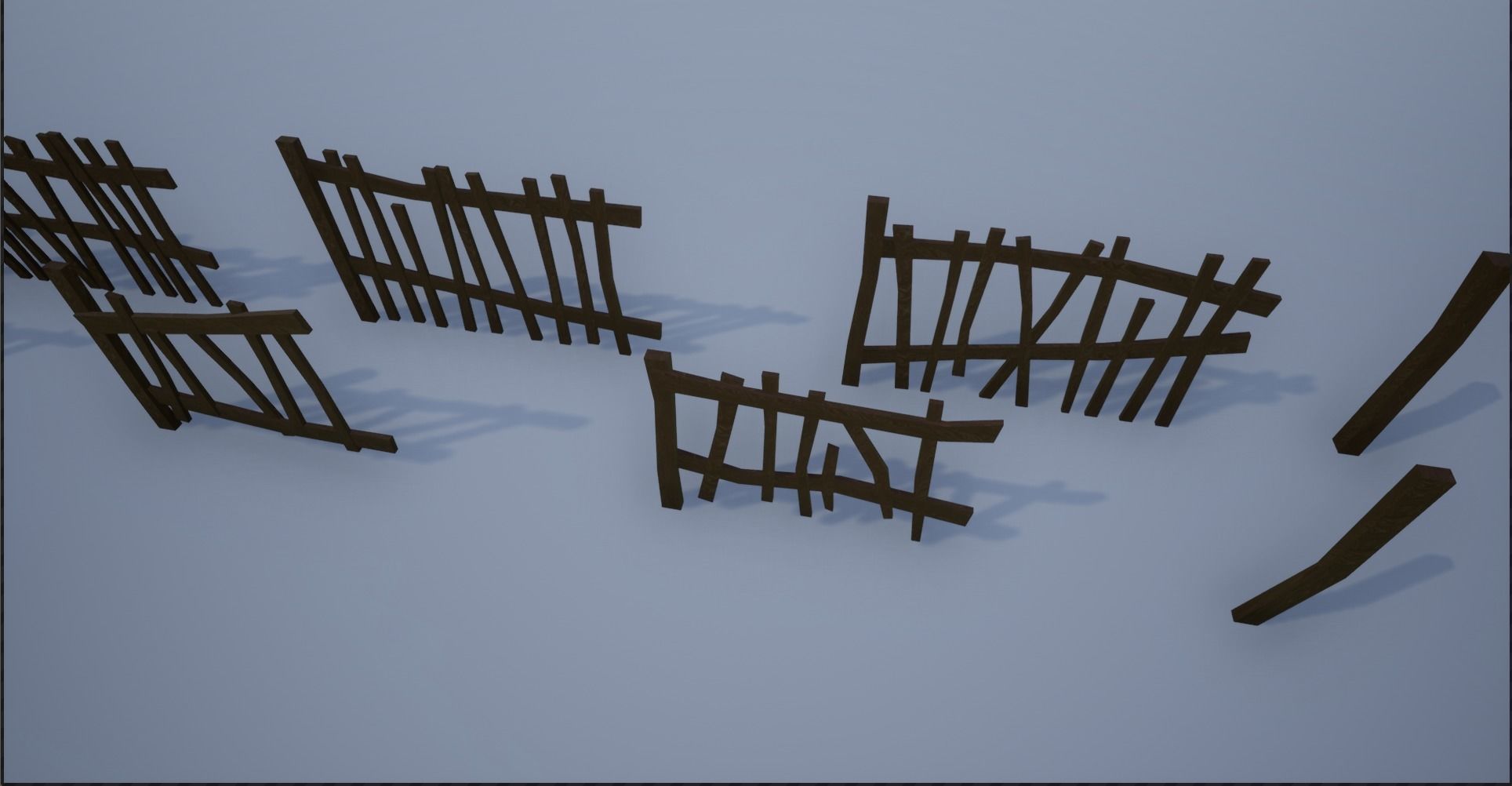 Modular and Block Wooden Village Fence Low-poly 3D model_15