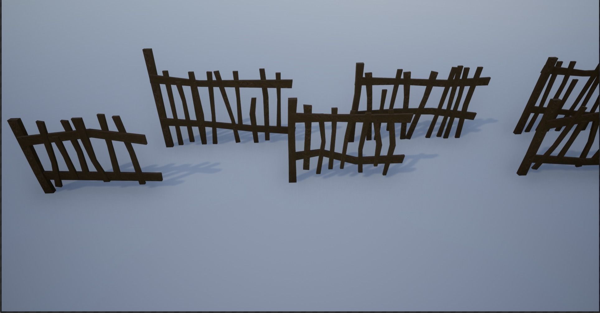 Modular and Block Wooden Village Fence Low-poly 3D model_18