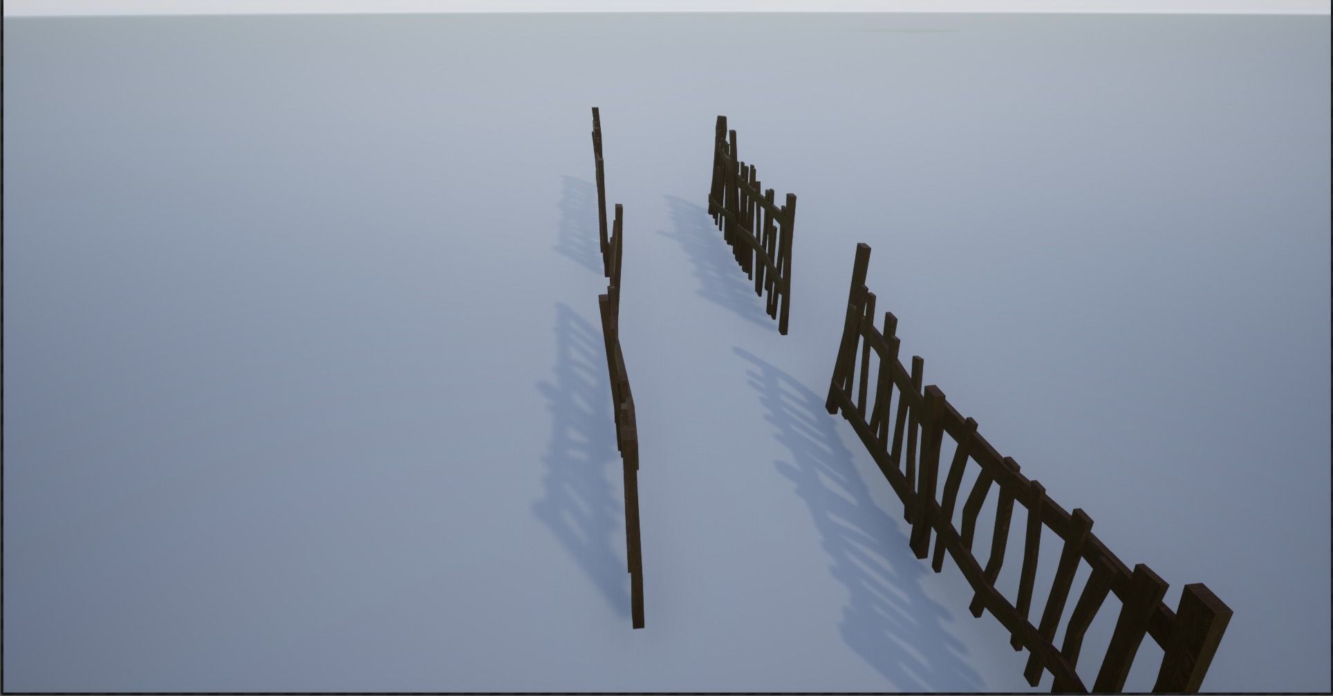 Modular and Block Wooden Village Fence Low-poly 3D model_10