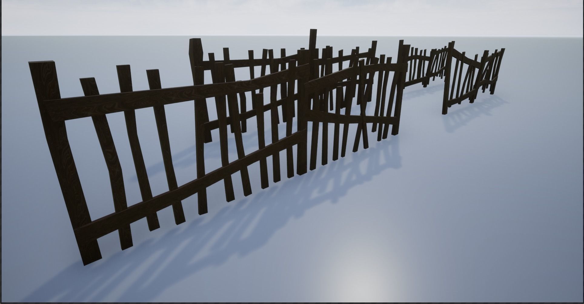 Modular and Block Wooden Village Fence Low-poly 3D model_12