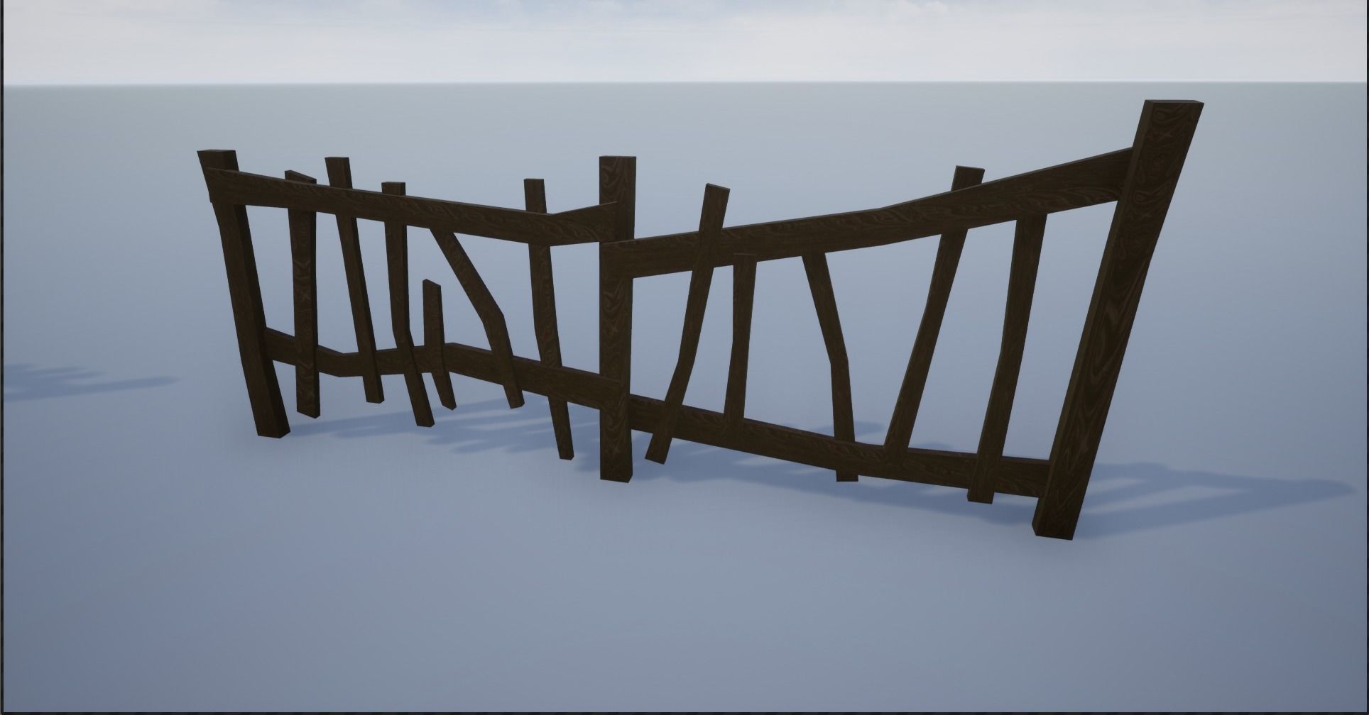 Modular and Block Wooden Village Fence Low-poly 3D model_7