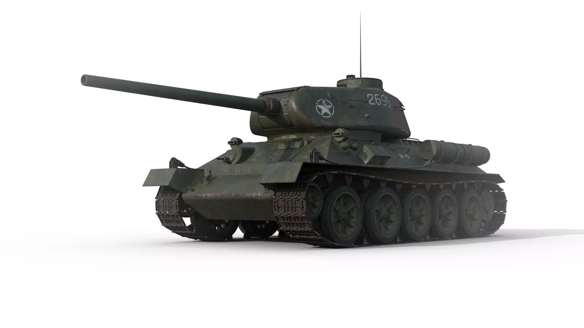 T-34 Medium tank Low-poly 3D model