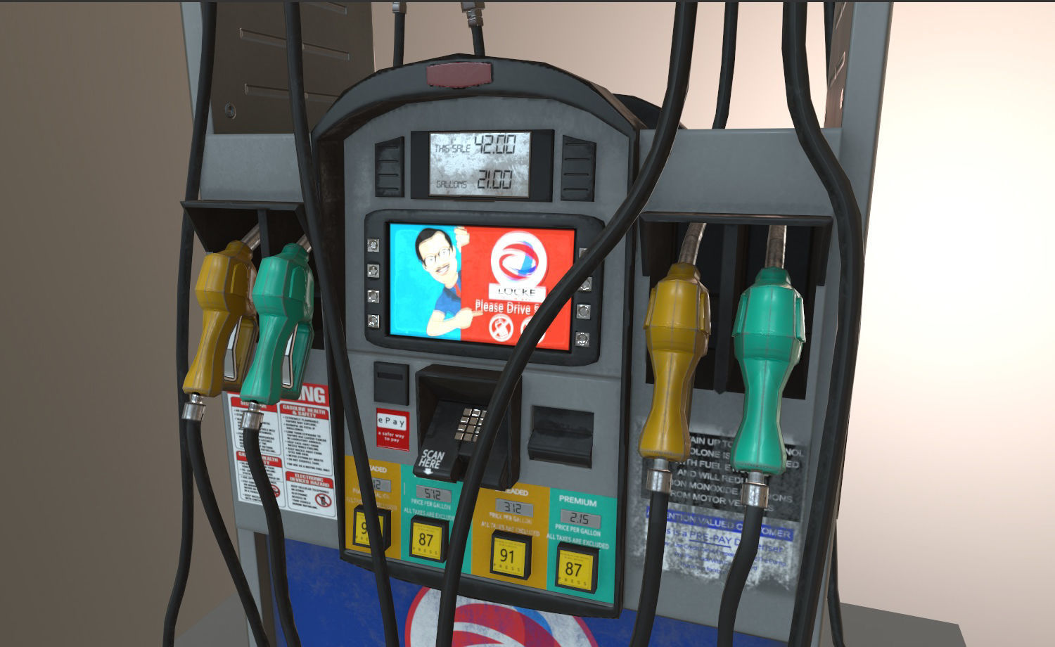 Gas Station Fuel Pump Screen Display Free low-poly 3D model_2