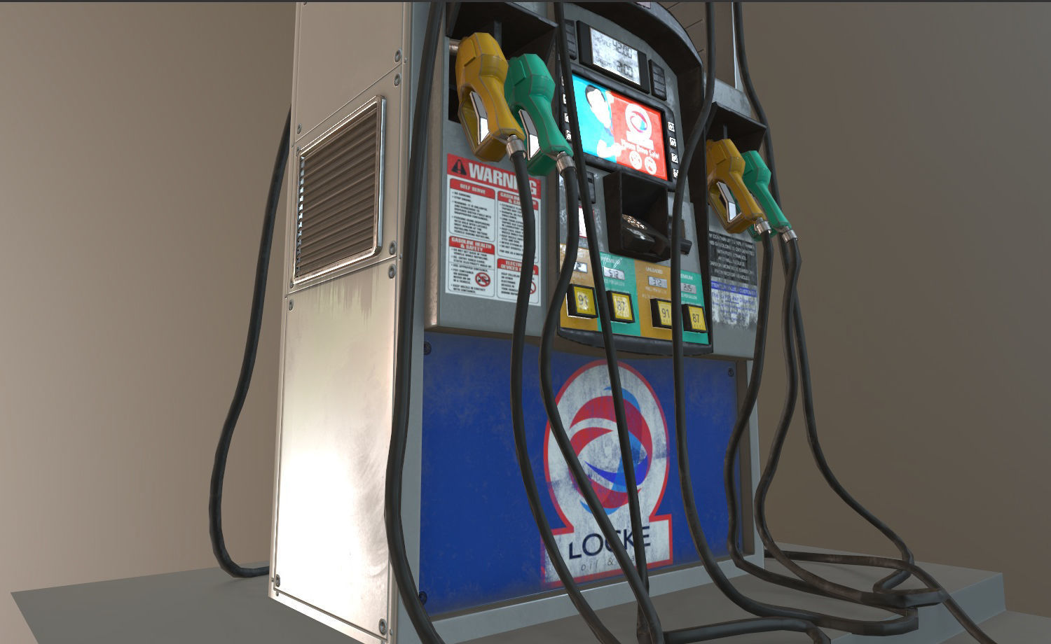 Gas Station Fuel Pump Screen Display Free low-poly 3D model_6