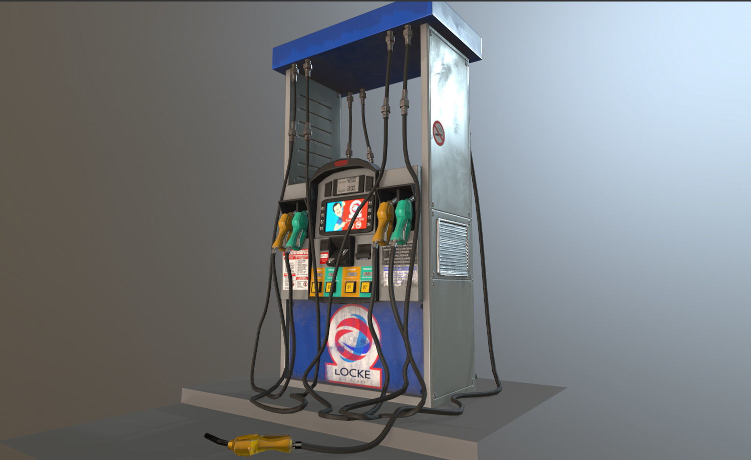 Gas Station Fuel Pump Screen Display Free low-poly 3D model_3