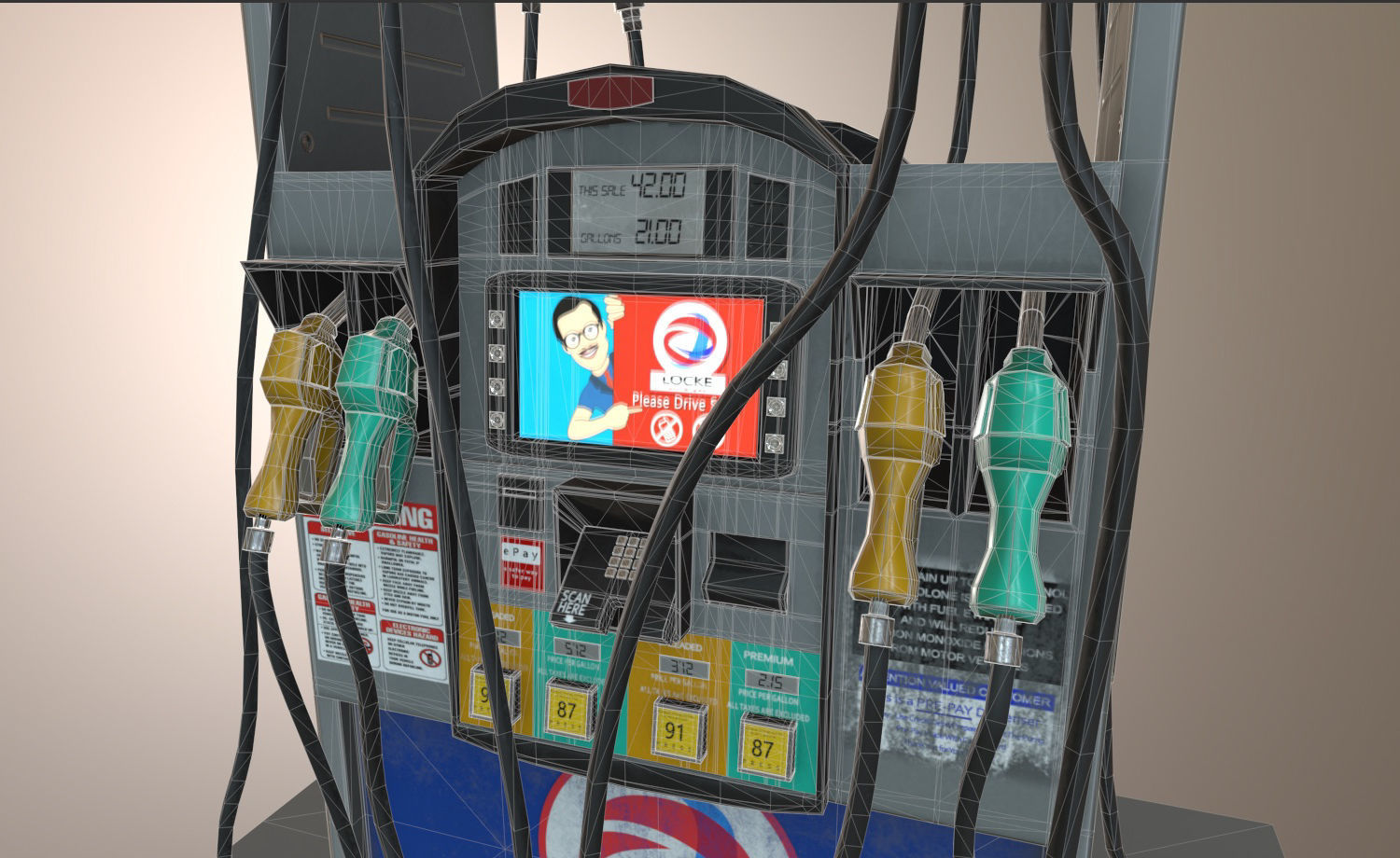 Gas Station Fuel Pump Screen Display Free low-poly 3D model_12