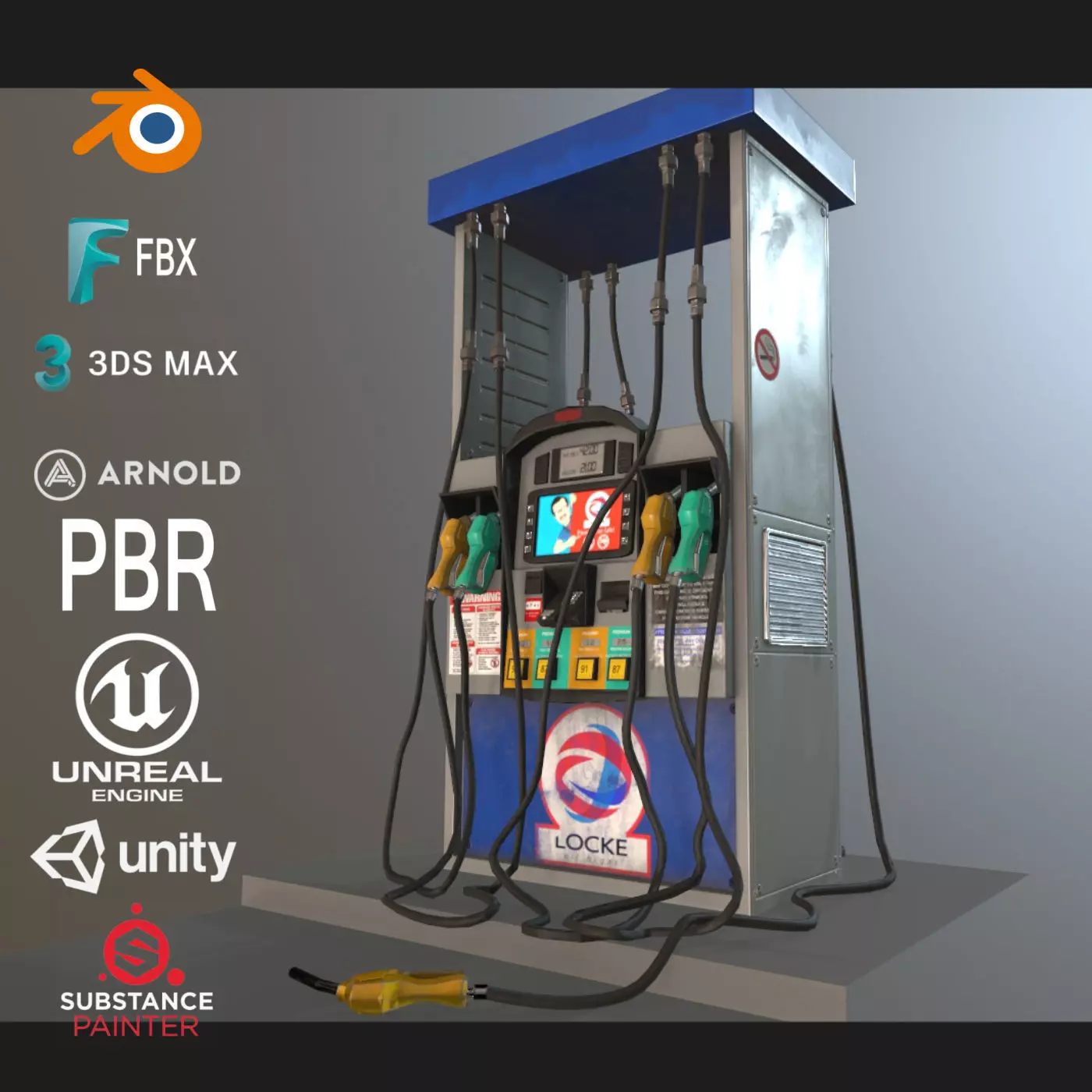 Gas Station Fuel Pump Screen Display Free low-poly 3D model_0