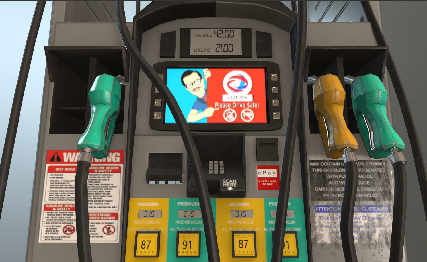Gas Station Fuel Pump Screen Display Free low-poly 3D model_5