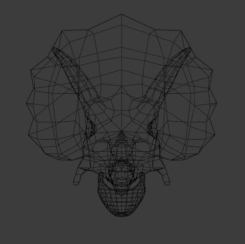 Low Poly mossy Triceratops Skull game ready Free low-poly 3D model_3