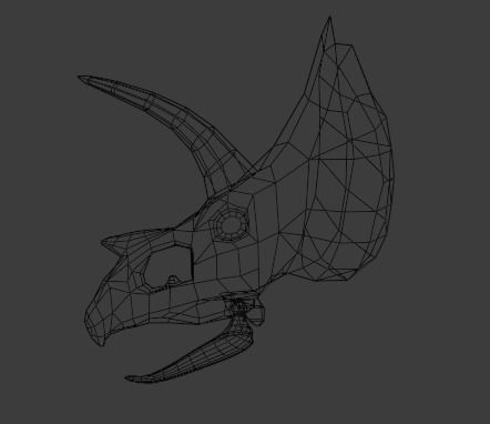 Low Poly mossy Triceratops Skull game ready Free low-poly 3D model_2