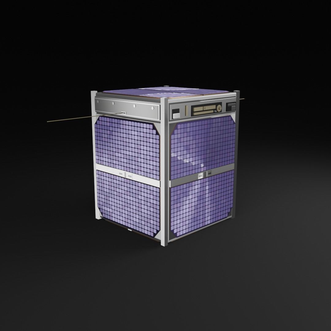 1RU-GenericCubesat solar powered refrigerator Low-poly 3D model_2