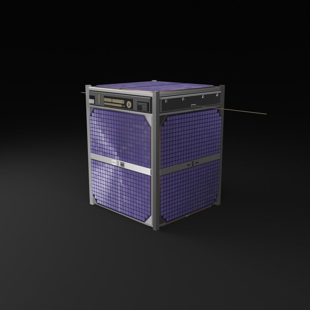 1RU-GenericCubesat solar powered refrigerator Low-poly 3D model_1