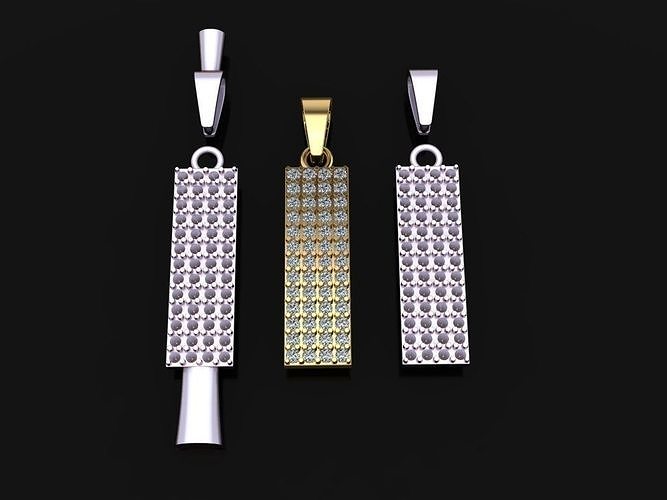 LONG VERTICAL DIAMOND BAR PENDANT  3D print model