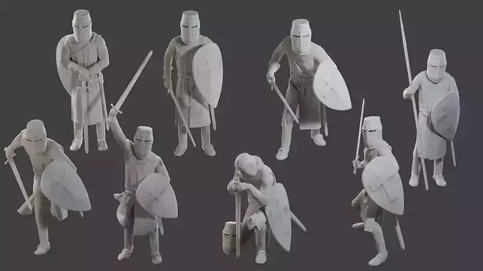 Knight Templar T1 Pack1 3D Model Collection