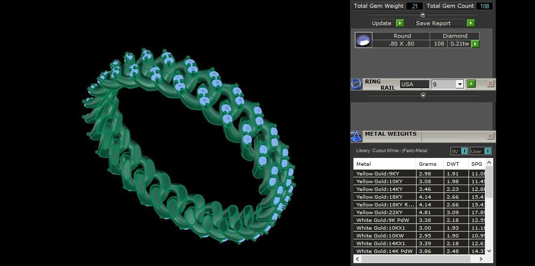 Cuban Link Diamond Band Ring SIZE 9 3D print model_4