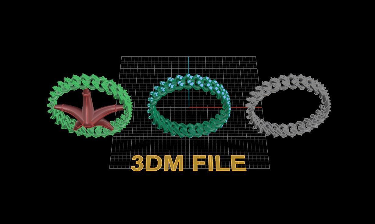 Cuban Link Diamond Band Ring SIZE 9 3D print model_6