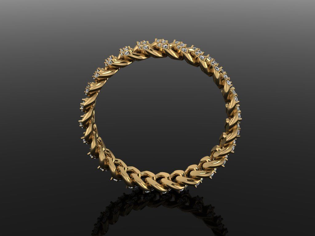 Cuban Link Diamond Band Ring SIZE 9 3D print model_2