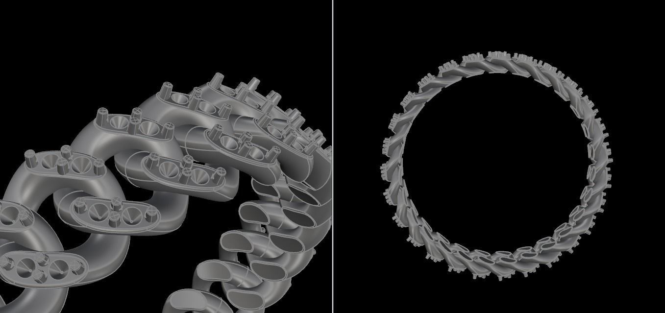 Cuban Link Diamond Band Ring SIZE 9 3D print model_11