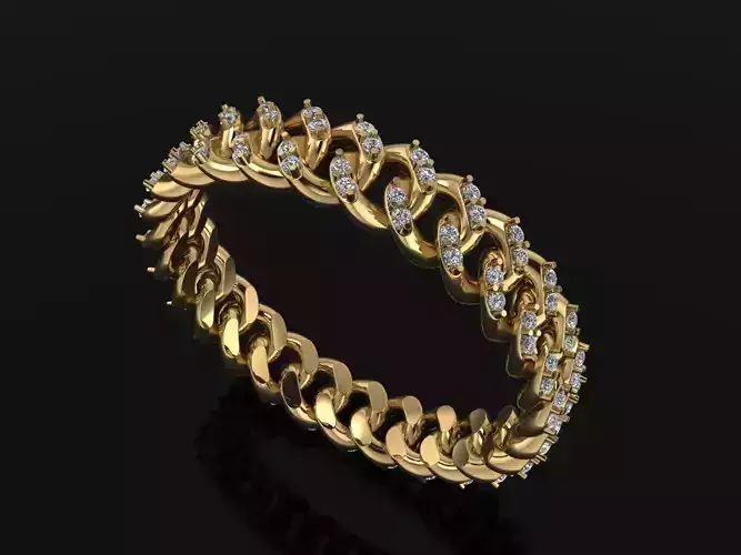 Cuban Link Diamond Band Ring SIZE 9