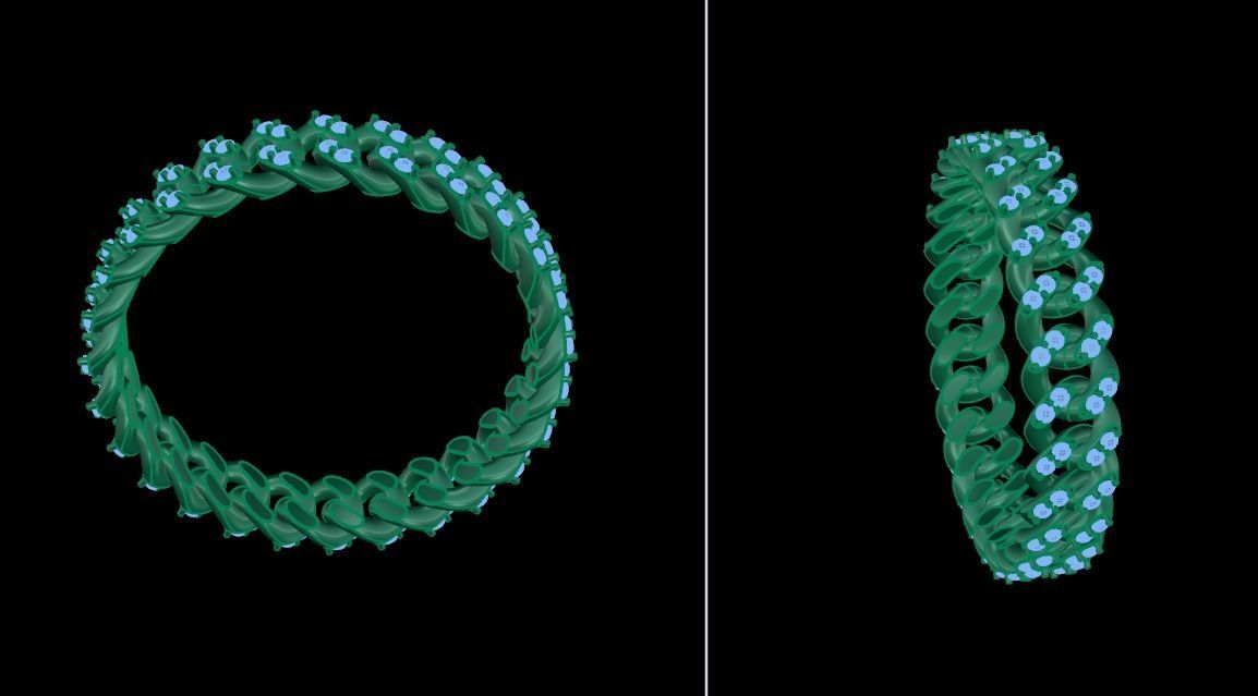 Cuban Link Diamond Band Ring SIZE 9 3D print model_9