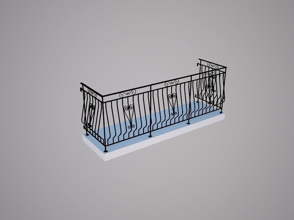 Art iron balcony NN1- 3D model architectural 3D model_4