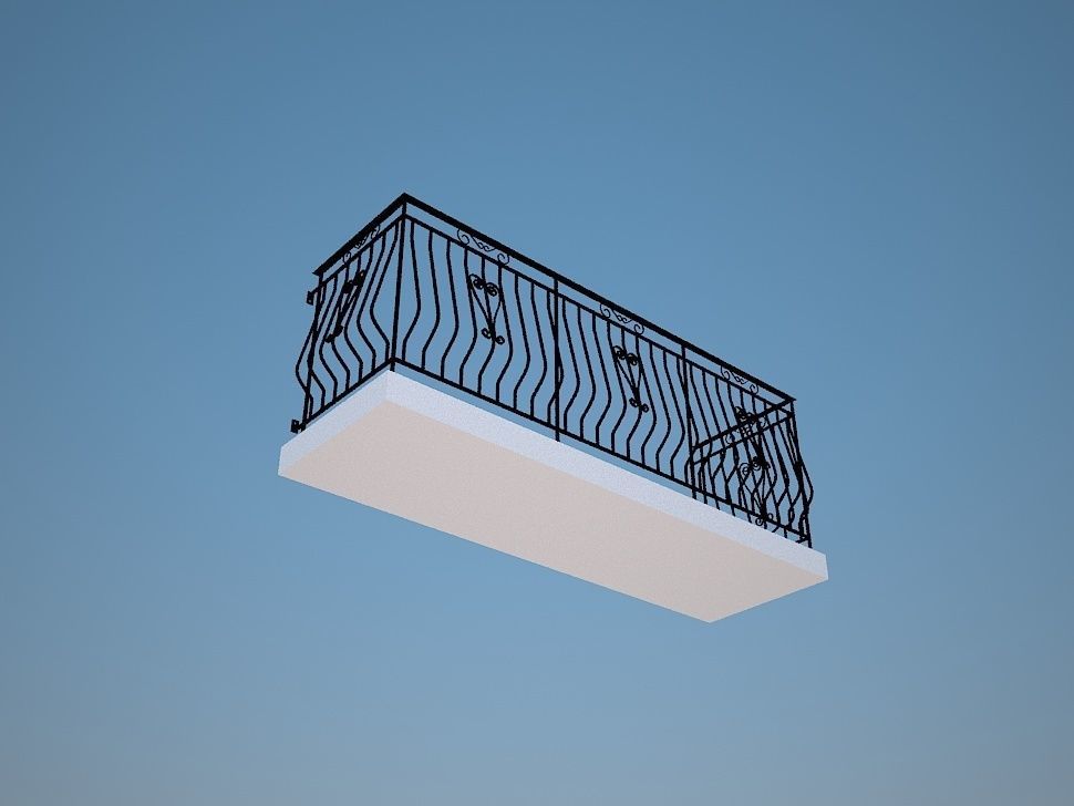 Art iron balcony NN1- 3D model architectural 3D model_2