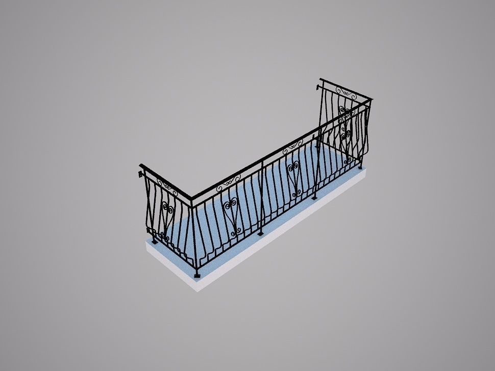 Art iron balcony NN1- 3D model architectural 3D model_3