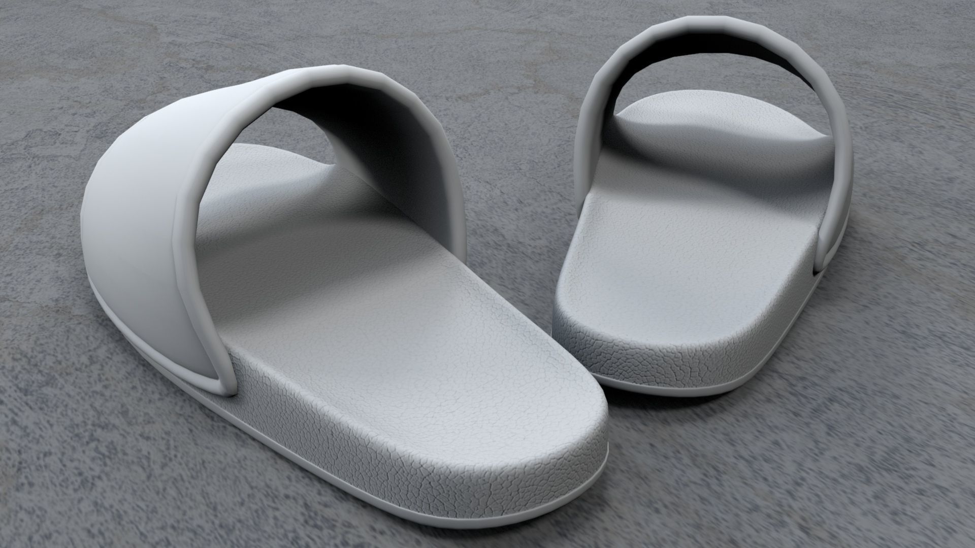 Pair of Sandal White Low-poly 3D model_2