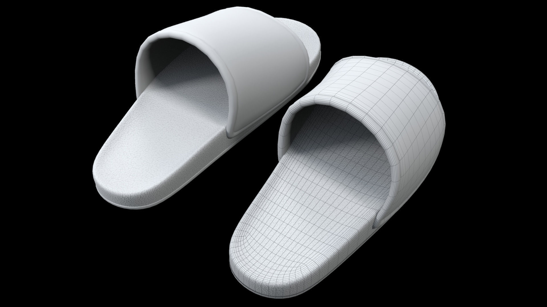 Pair of Sandal White Low-poly 3D model_13