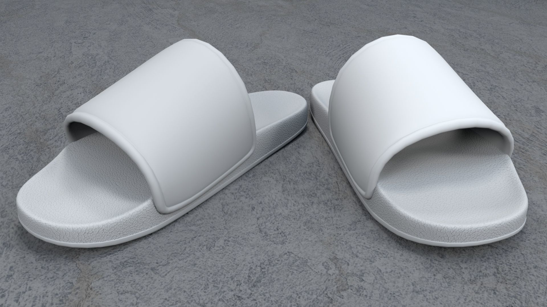 Pair of Sandal White Low-poly 3D model_1