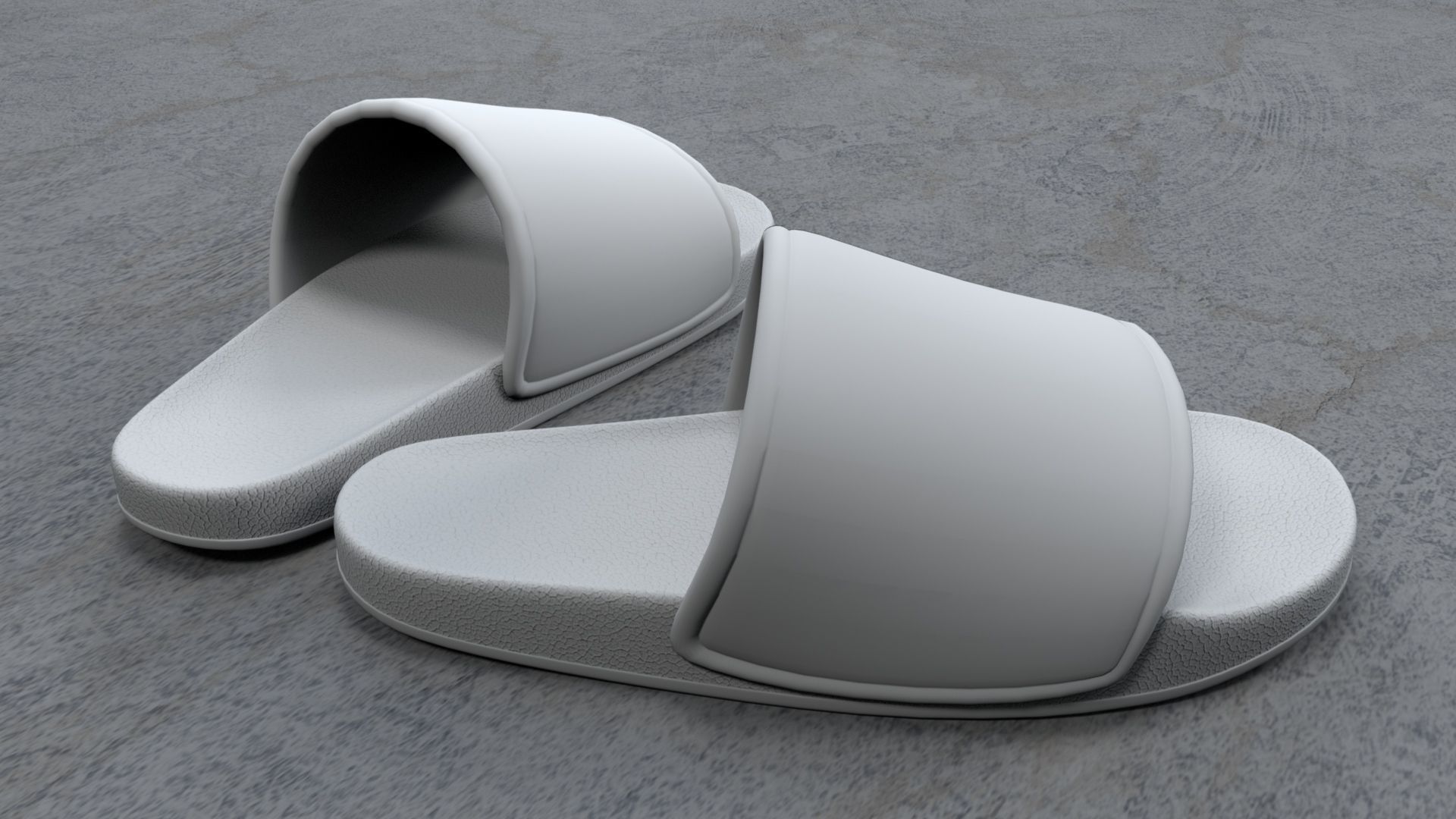 Pair of Sandal White Low-poly 3D model_3