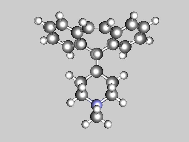 Cyproheptadine molecule 3D model_4