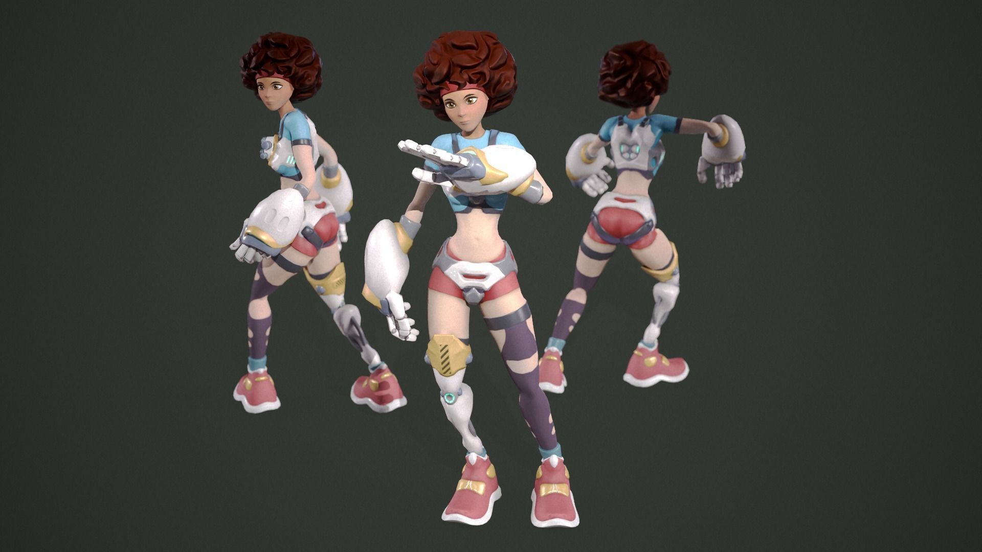 Sci-fi Girl - rigged game-ready character Low-poly 3D model_17